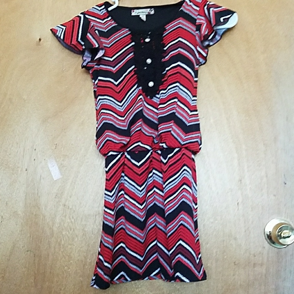 A red and black girls dress